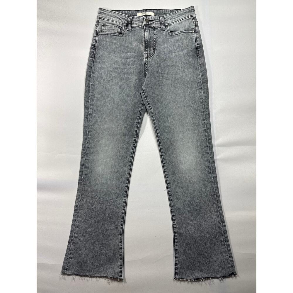 Fidelity Denim Women's Raw He Cropped Bootcut Gray Denim Jeans - Size 27x25.5